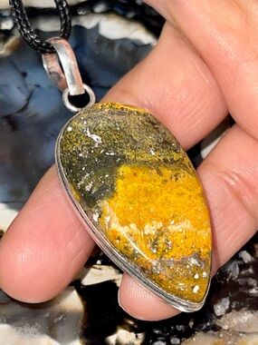 Indonesian Bumblebee Jasper Crystal Pendant 2 1/2” - Happy Stone